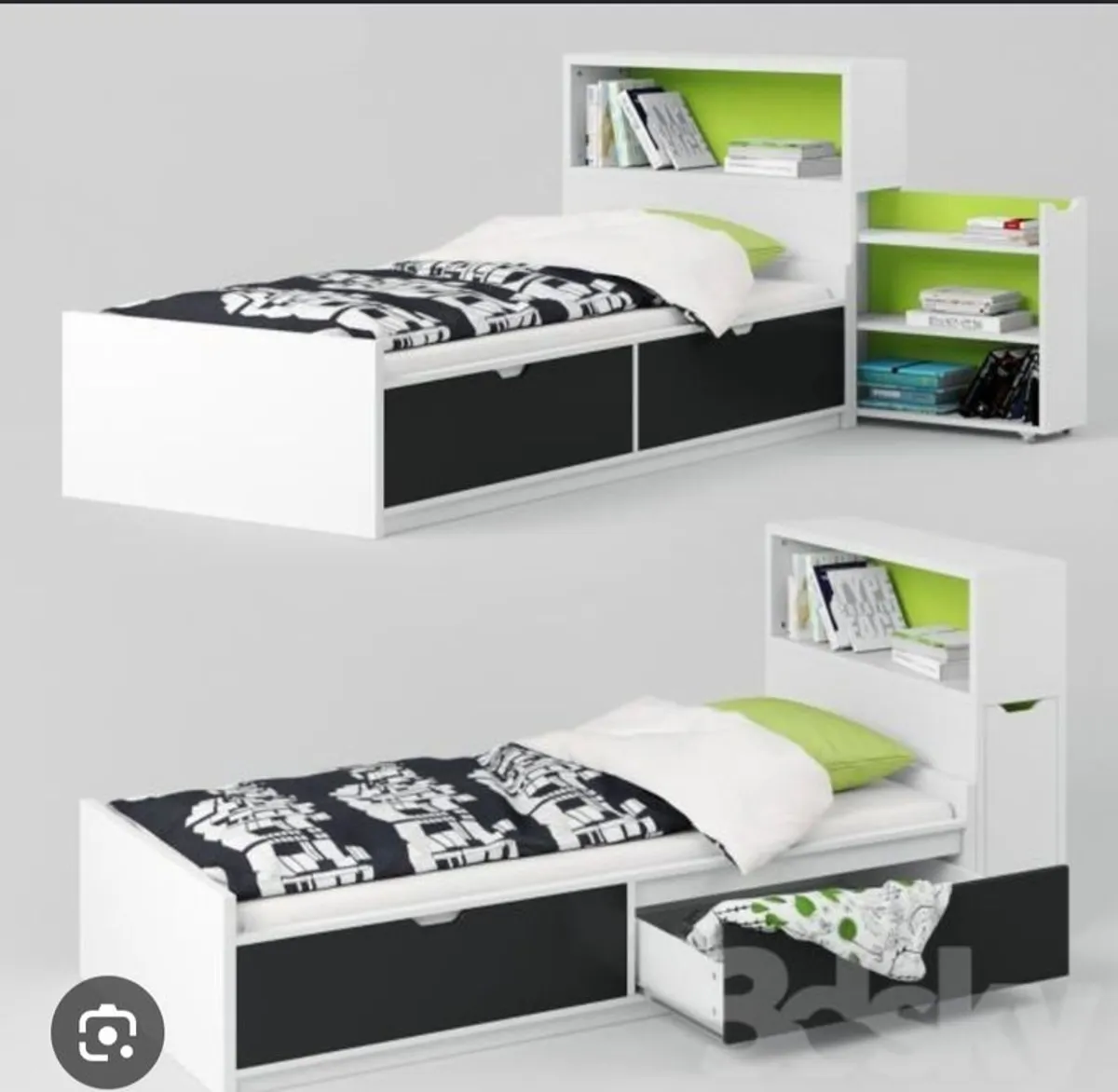 IKEA FLAXA Single Bed with Storage Drawers & Hidden Storage Headboard - Image 1