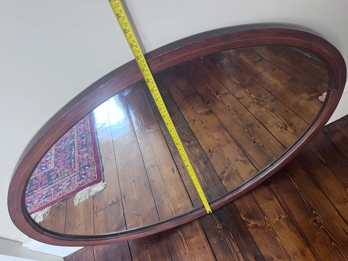 Antique Mirror with wooden inlay - Image 2