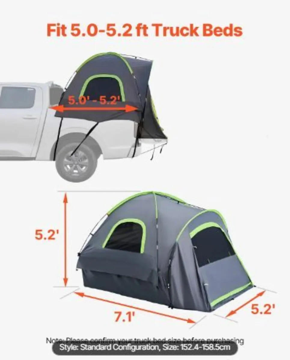Pickup Truck Tent, Fit 5.0-5.2 ft Truck Tents - Image 3