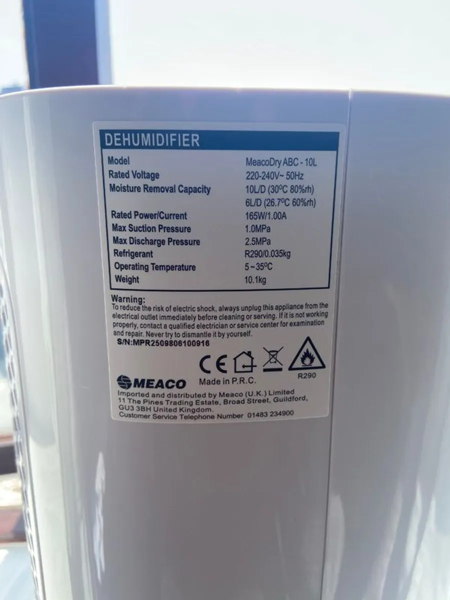 MeacoDry ABC 10L Dehumidifier - Image 1