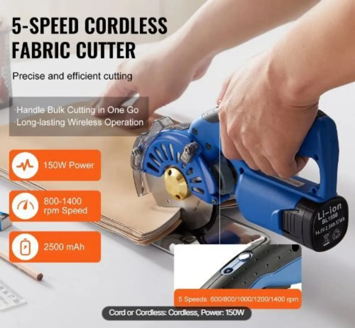 Fabric Cutter, 5-Speed Cordless Electric - Image 2