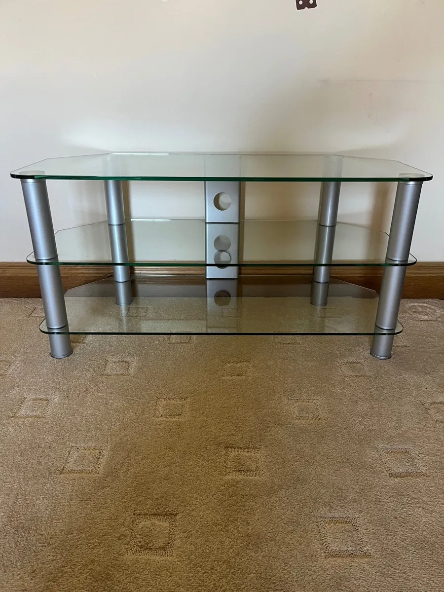 Glass TV standing Silver and Clear - Image 2