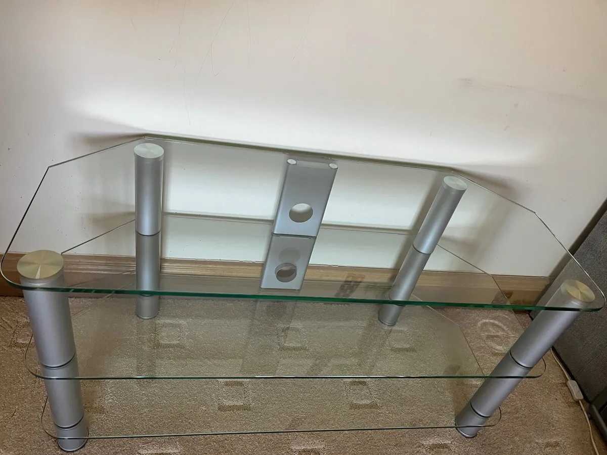 Glass TV standing Silver and Clear - Image 4