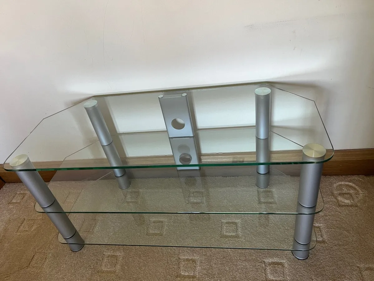 Glass TV standing Silver and Clear - Image 3