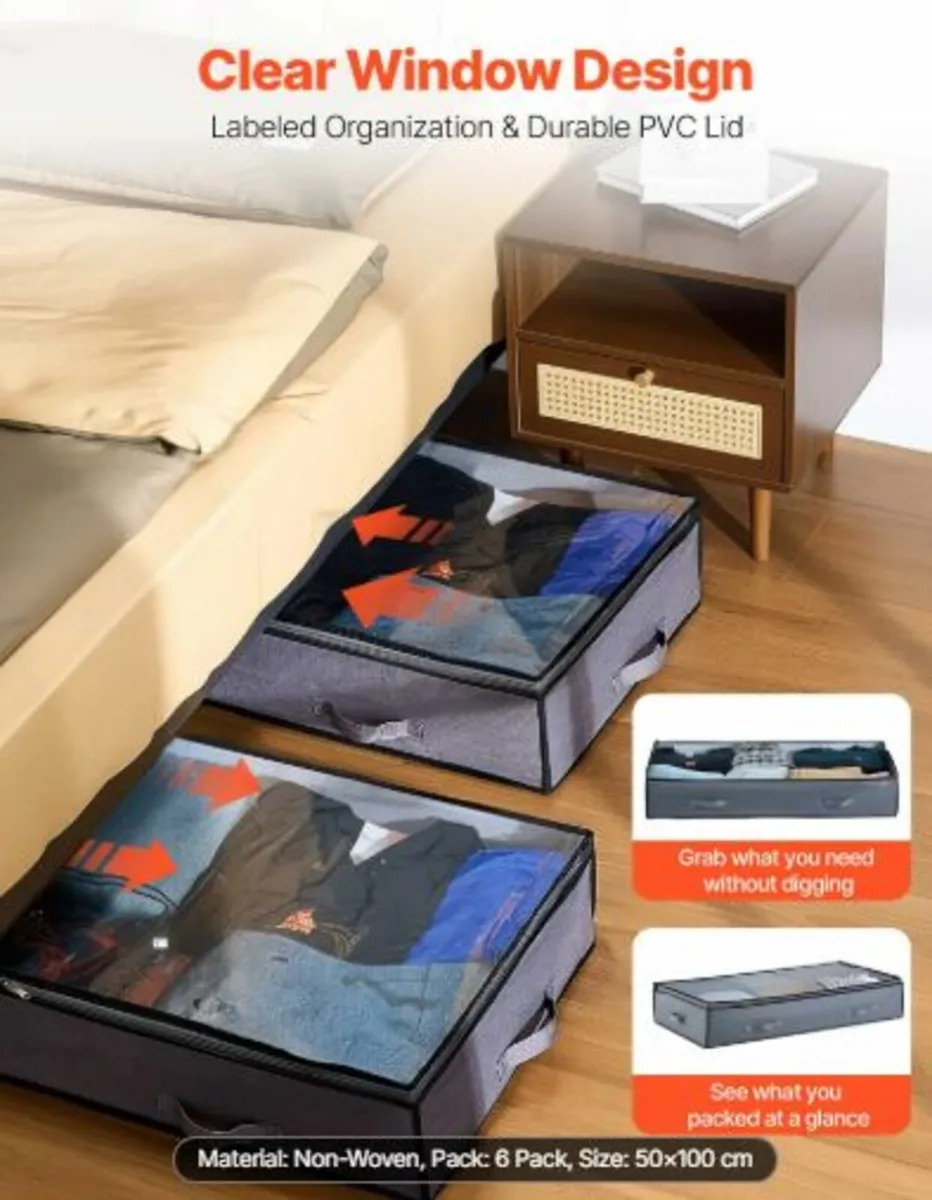 Under Bed Storage with Clear Lids,996 x 500 x18mm - Image 4