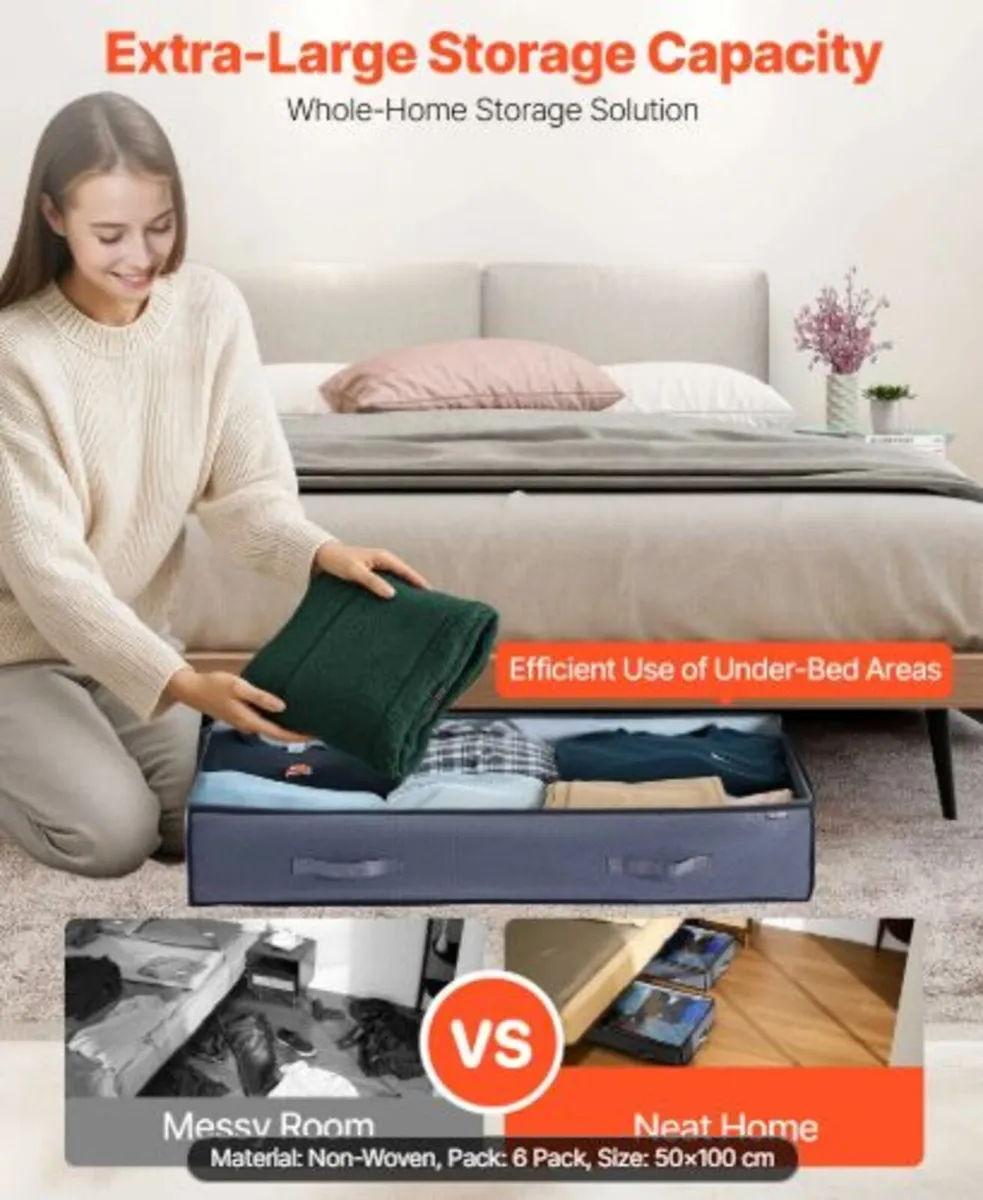 Under Bed Storage with Clear Lids,996 x 500 x18mm - Image 2