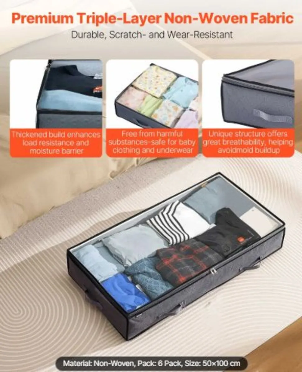Under Bed Storage with Clear Lids,996 x 500 x18mm - Image 3