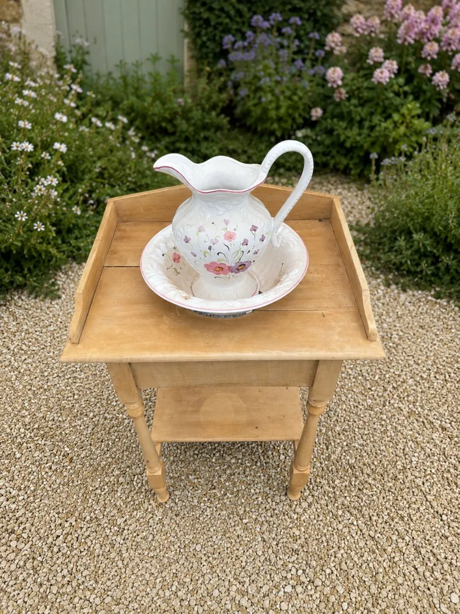 Vintage Pine Washstand with Ceramic Jug & Basin - Image 2