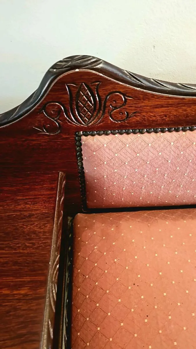 VINTAGE Solid Mahogany Telephone Seat / Hall Bench - Image 3