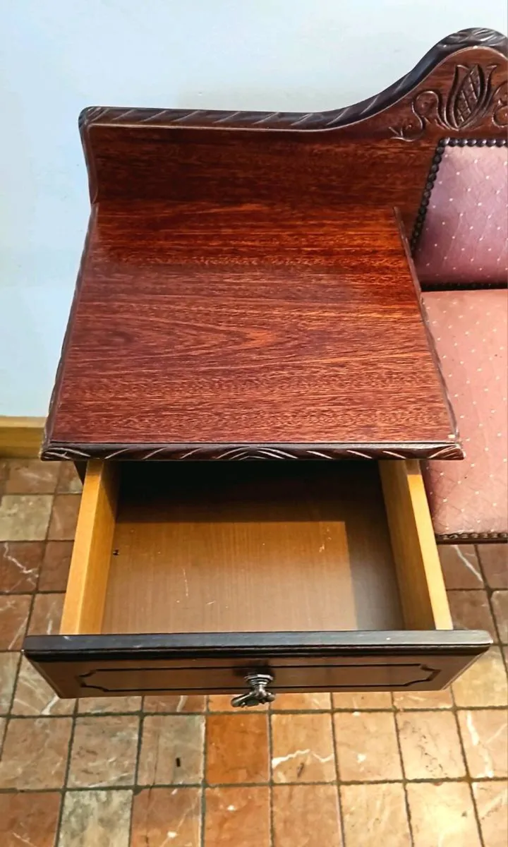 VINTAGE Solid Mahogany Telephone Seat / Hall Bench - Image 4