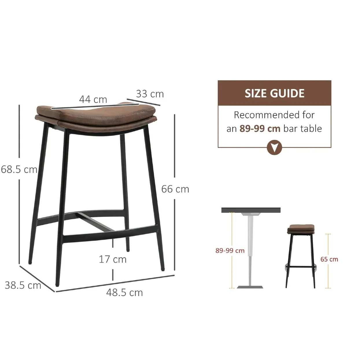 Set of 2 Bar Stools with Steel Footrest Industrial - Image 2