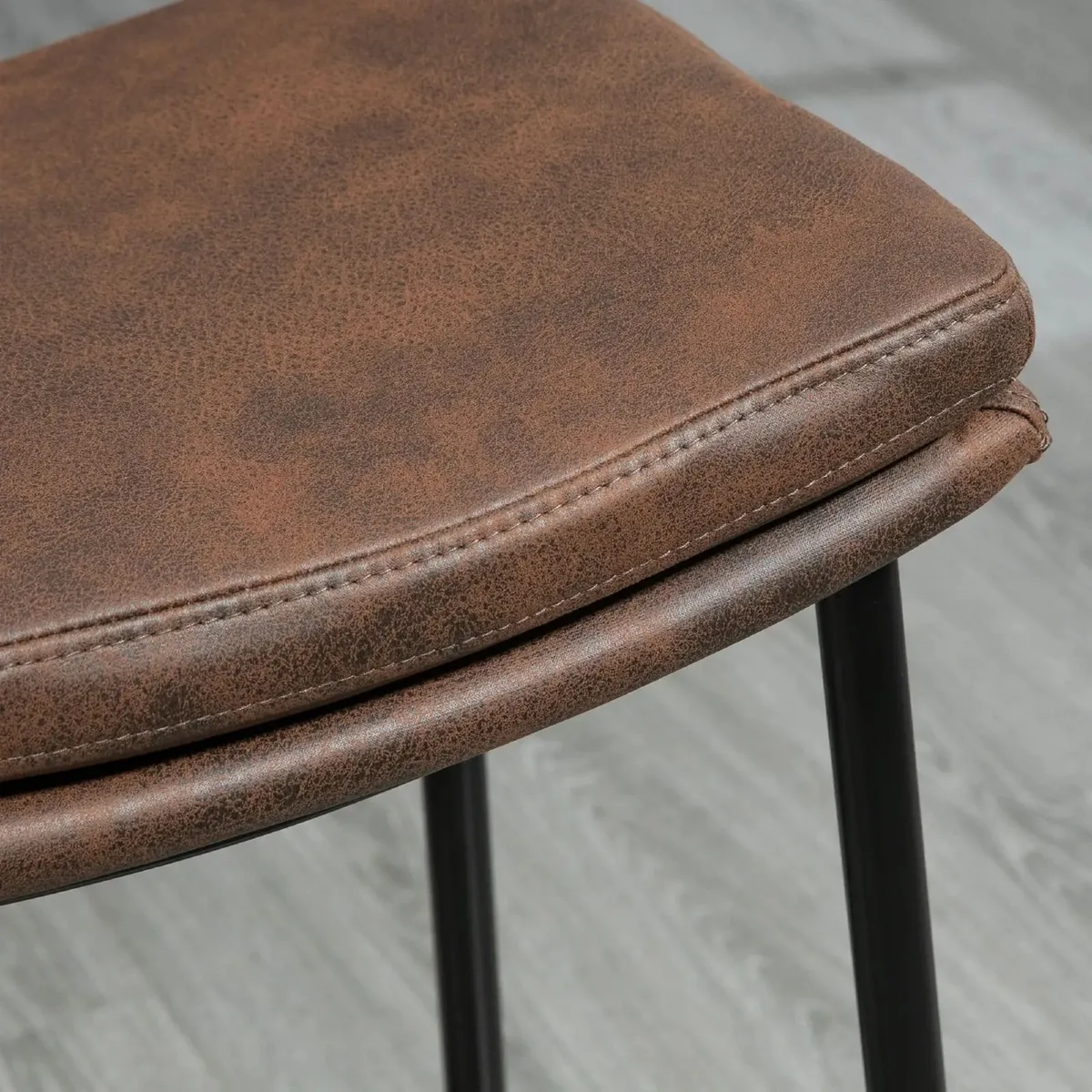 Set of 2 Bar Stools with Steel Footrest Industrial - Image 3