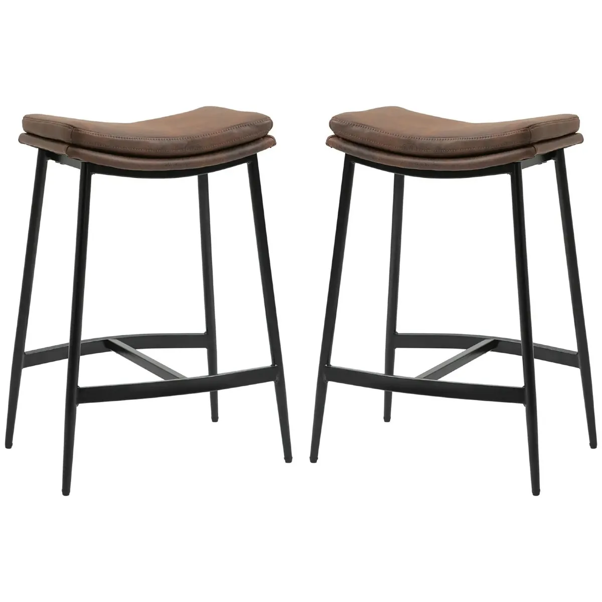 Set of 2 Bar Stools with Steel Footrest Industrial - Image 4