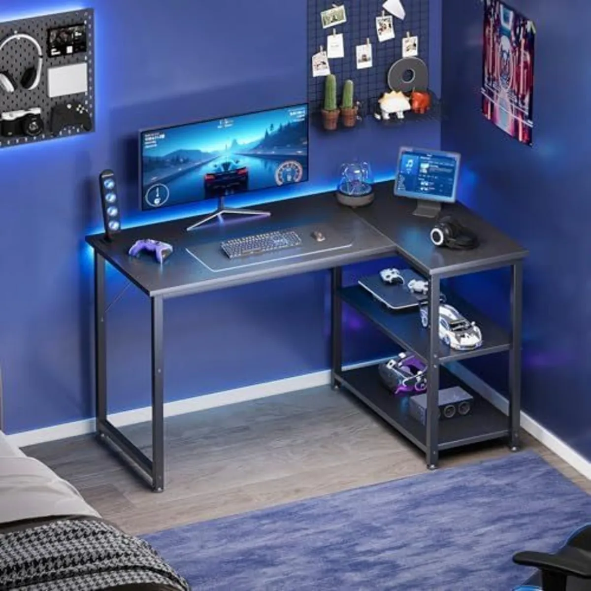 L Shaped Gaming Desk, 100x70 cm Computer Desk - Image 1