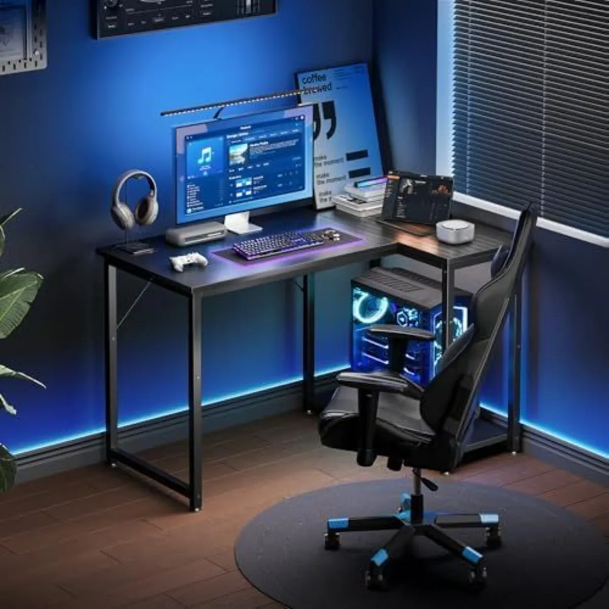 L Shaped Gaming Desk, 100x70 cm Computer Desk - Image 3