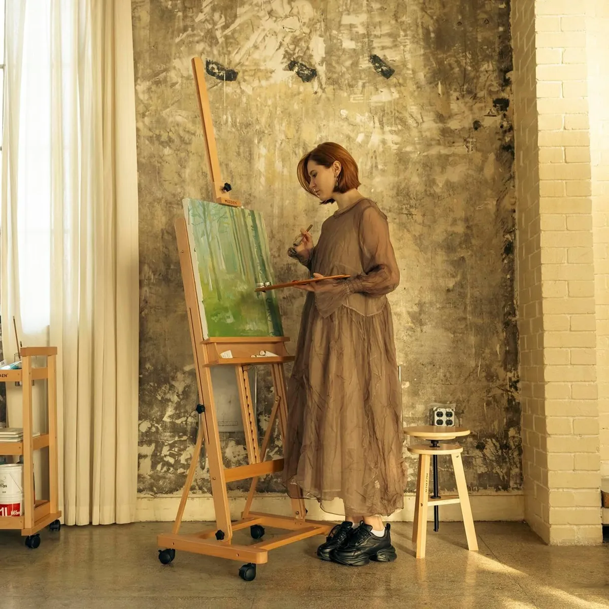 Large Studio H-Frame Easel Beech Wood Artist - Image 2