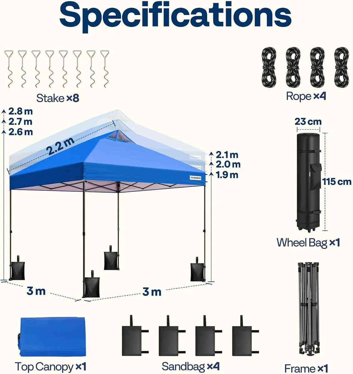Vivohome Canopy 3x3m Tent - Image 2
