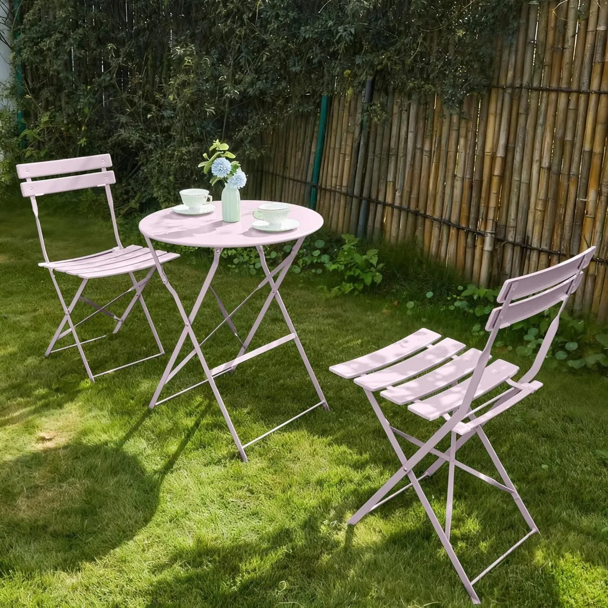 Folding Bistro Table and Chairs Balcony Furniture - Image 2