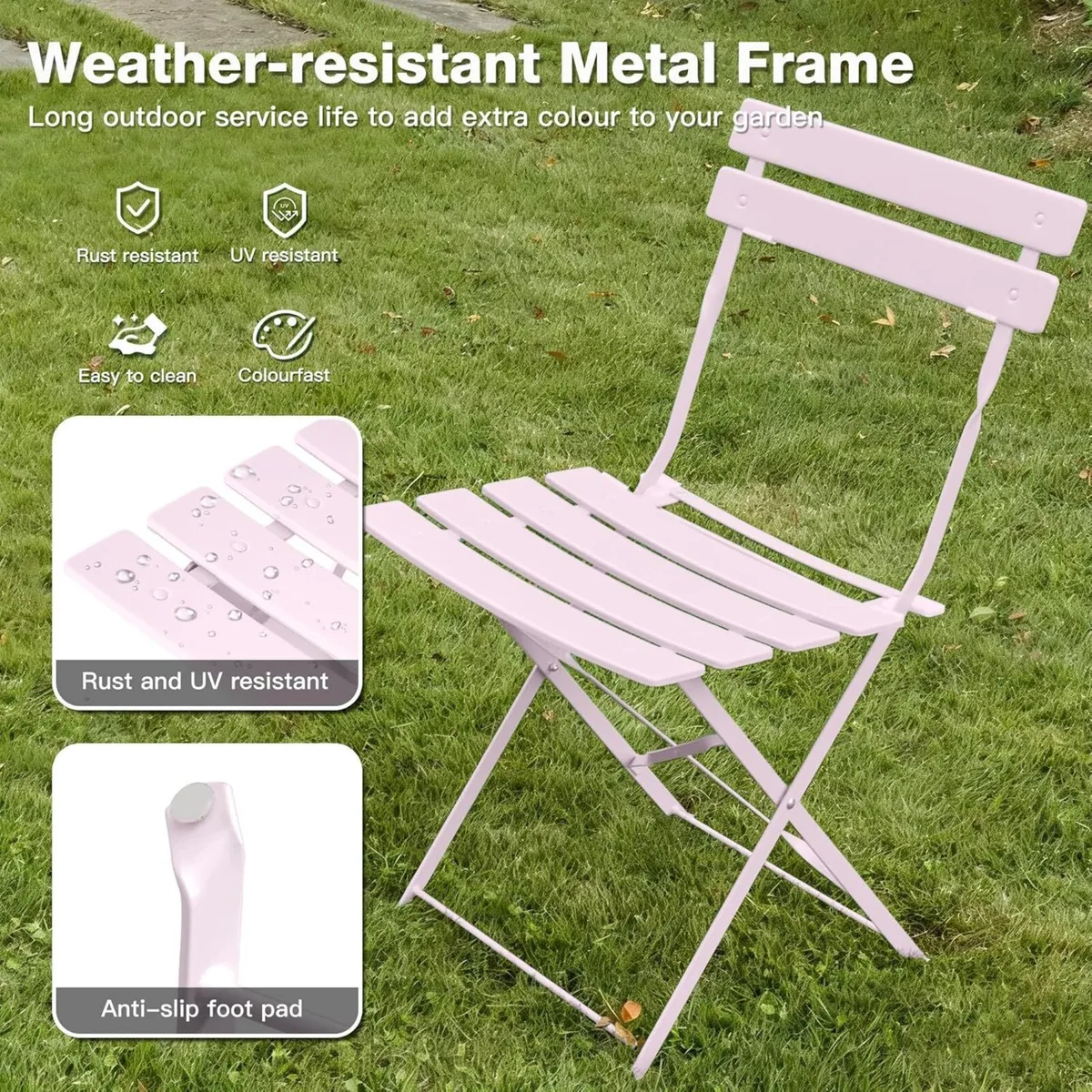 Folding Bistro Table and Chairs Balcony Furniture - Image 4
