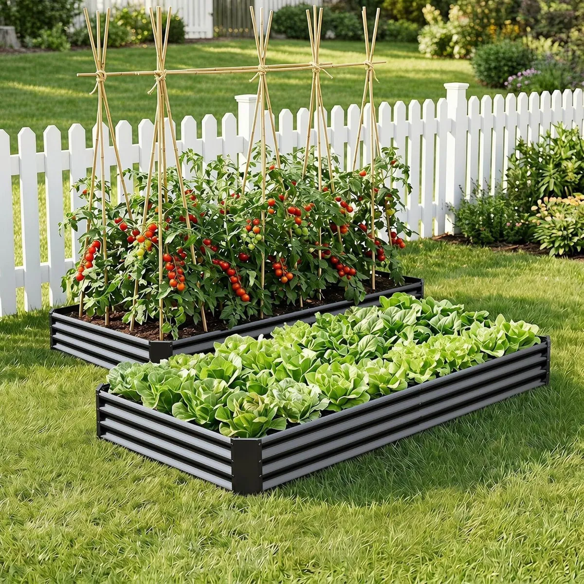2pcs Metal Galvanized Raised Garden Bed Kit 8 - Image 1