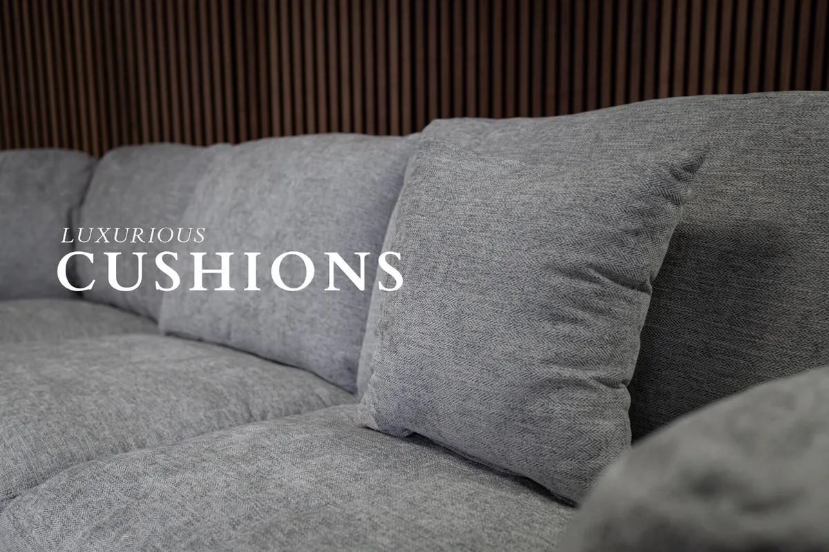 Emme L Shape Grey Fabric Sofa + Footstool - Image 4