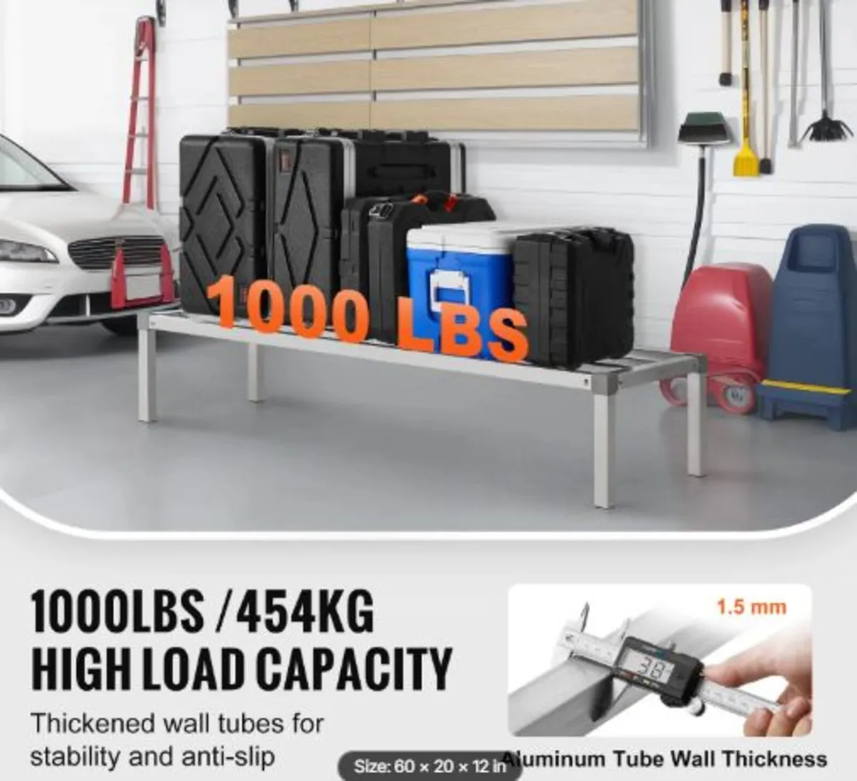 Aluminum Dunnage Rack, 60” x 20” Commercial Food - Image 2