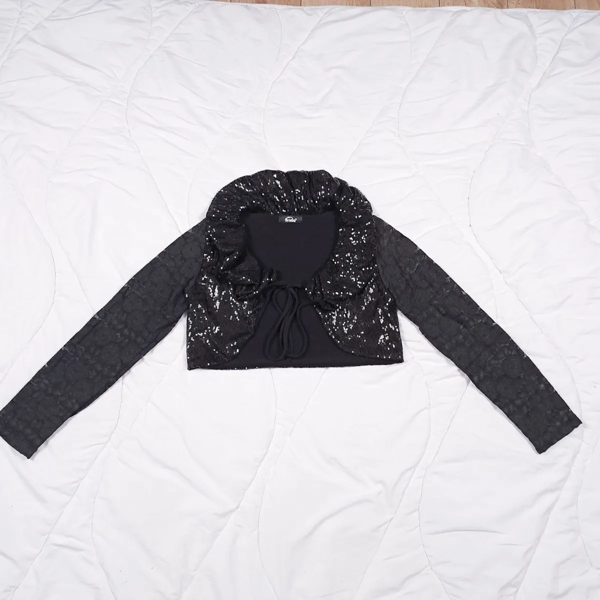 Miss Frida Black Y2K Sequin Bolero Size S - Image 1