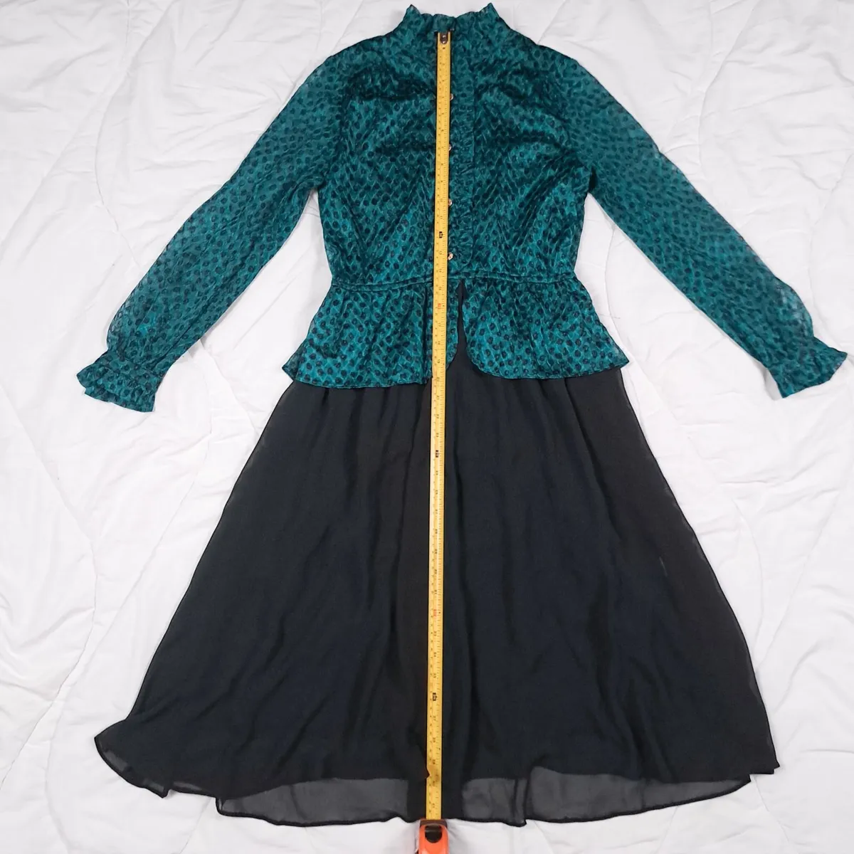 Vivify Boutique Green Black Peplum Dress S - Image 2
