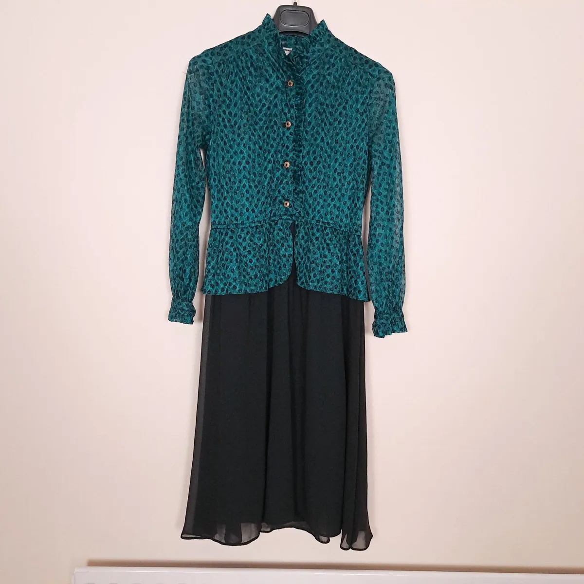 Vivify Boutique Green Black Peplum Dress S - Image 1