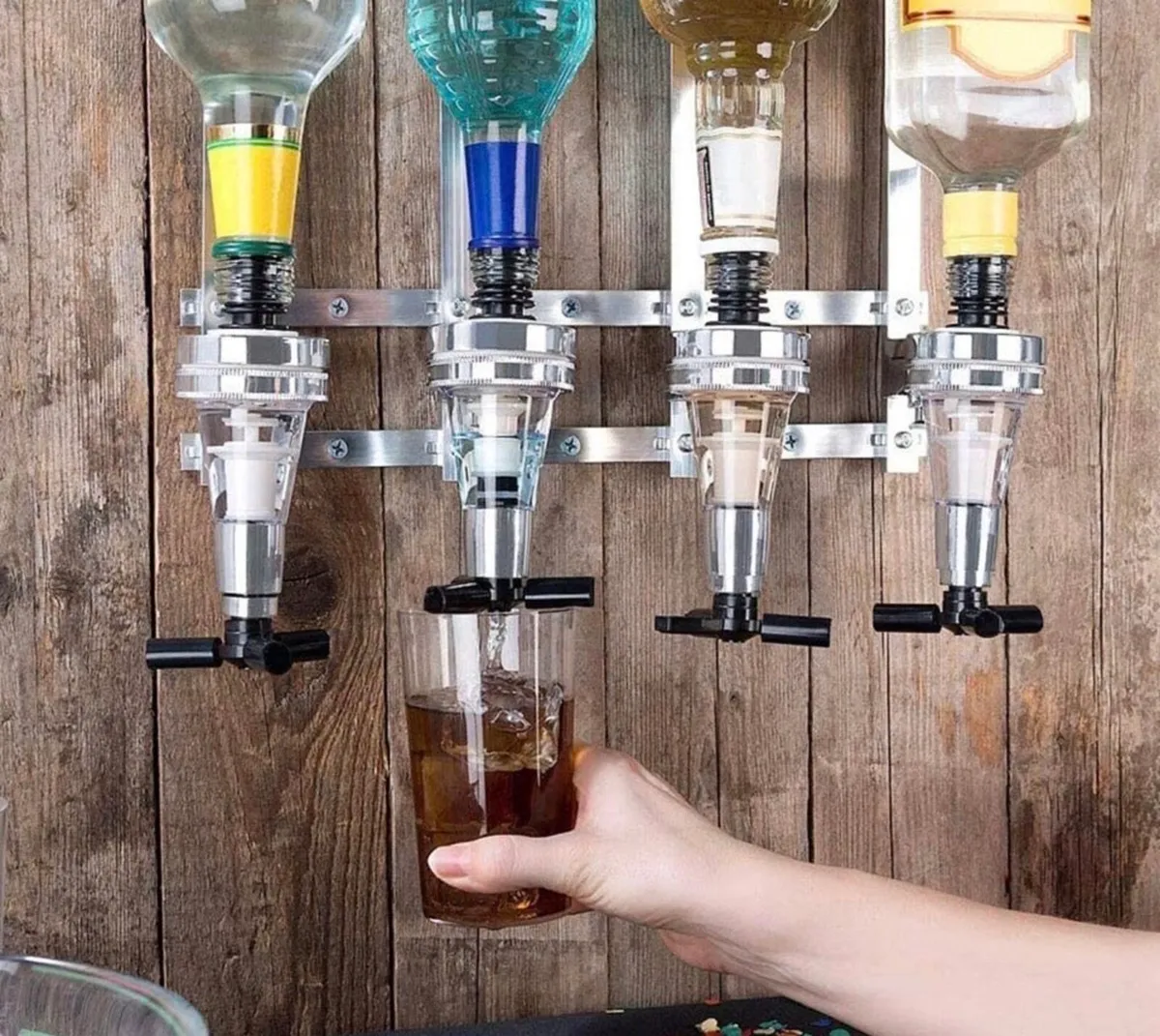4 Bottle Wall Mounted Optic Dispenser Home Bar NEW - Image 1