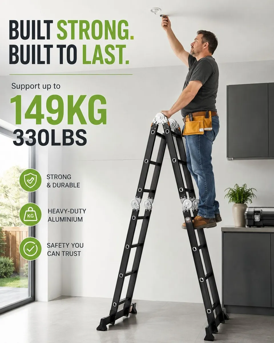 7-in-1 Multi-Purpose Folding Ladder 4.65m Heavy Du - Image 2