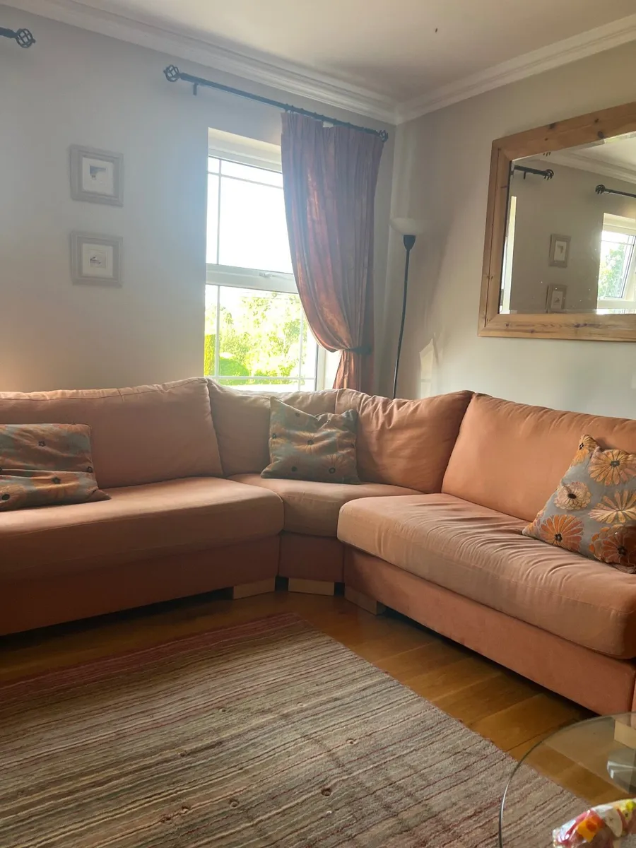 L- Shaped Orange Couch - Image 2