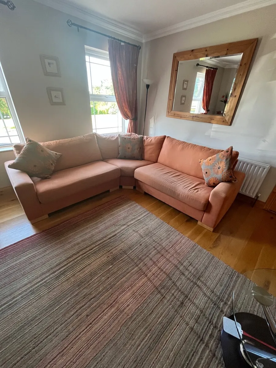 L- Shaped Orange Couch - Image 3