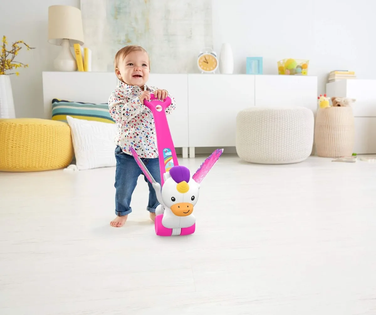 Fisher-Price Push & Flutter Unicorn, Pink Push Toy - Image 3