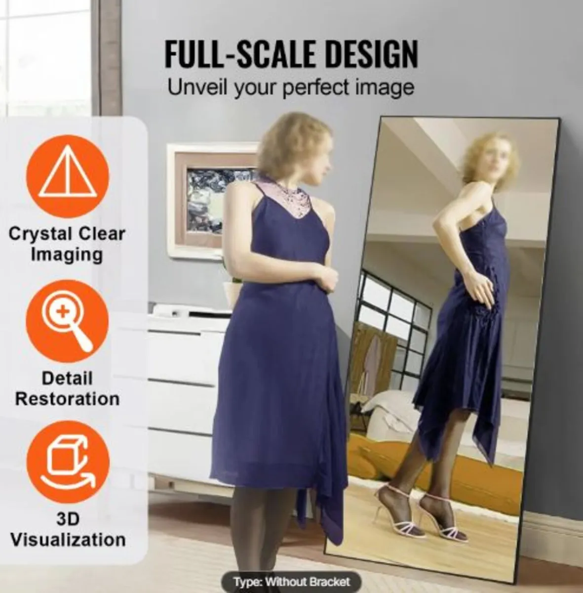 Full Length Mirror,71" x31",Extra Large Standing - Image 3