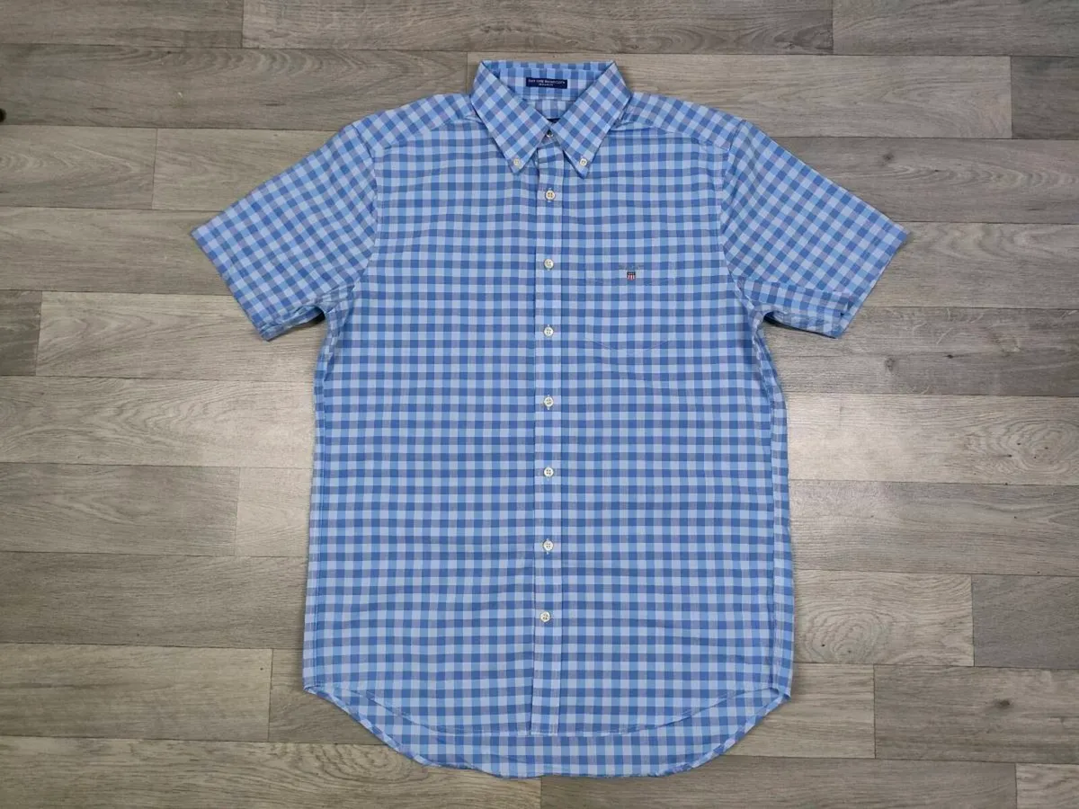 Gant Button Down Check Short Sleeve Shirt Mens M - Image 1