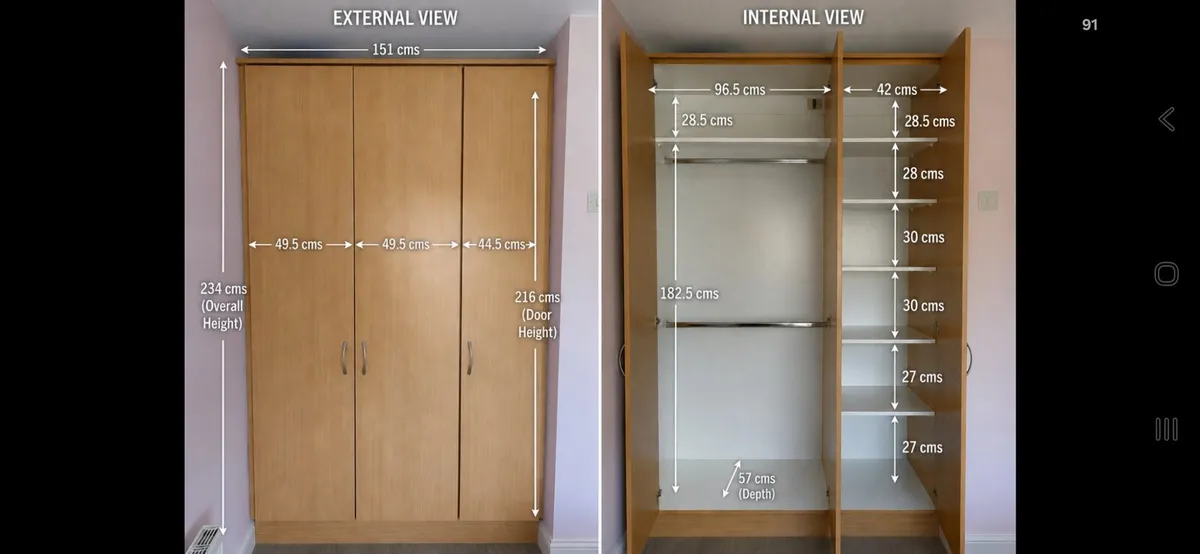 3 door fitted wardrobe - Image 3