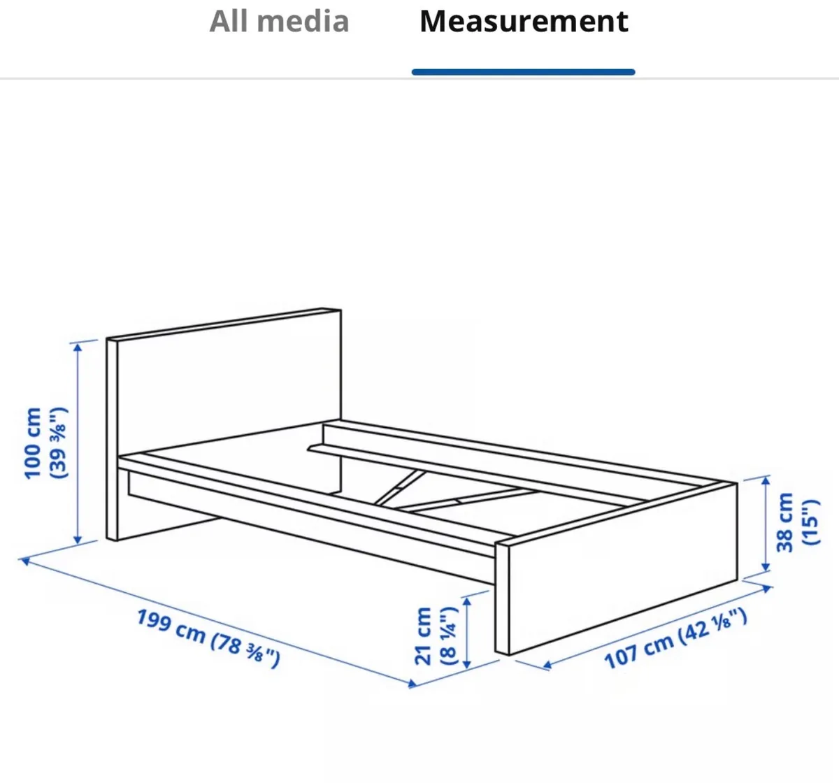 Single White Bed Frame with Mattress - Image 1