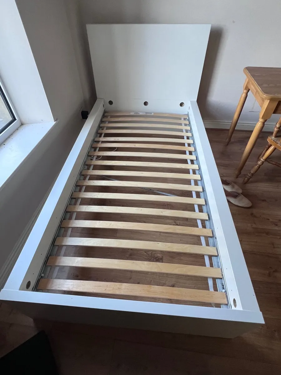Single White Bed Frame with Mattress - Image 2