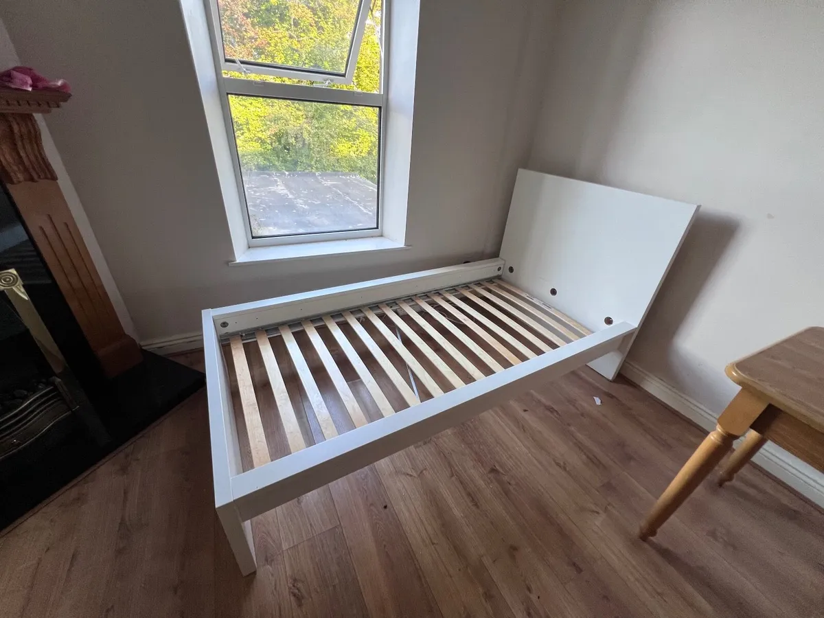 Single White Bed Frame with Mattress - Image 4