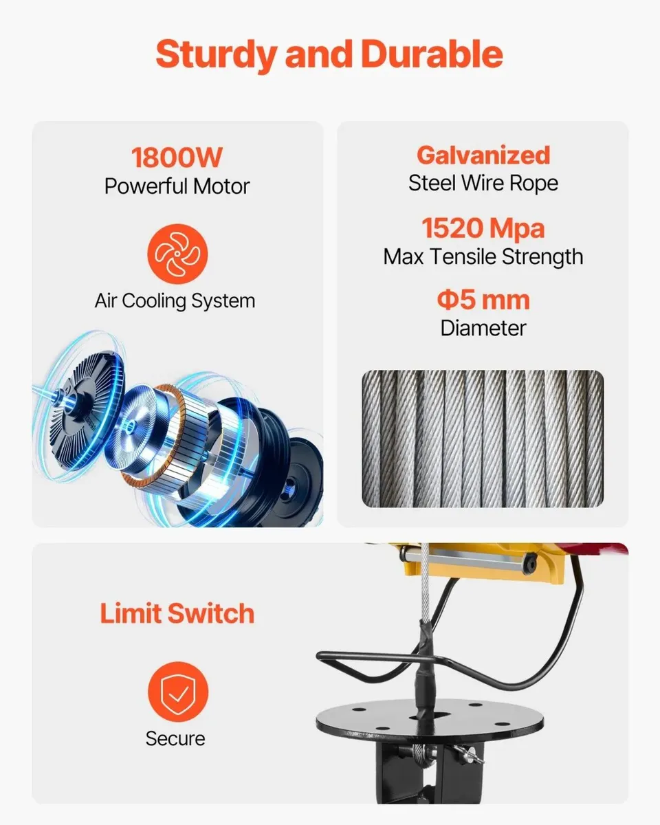2 in 1 Electric Hoist Winch 1100 lbs Wireless Remo - Image 2