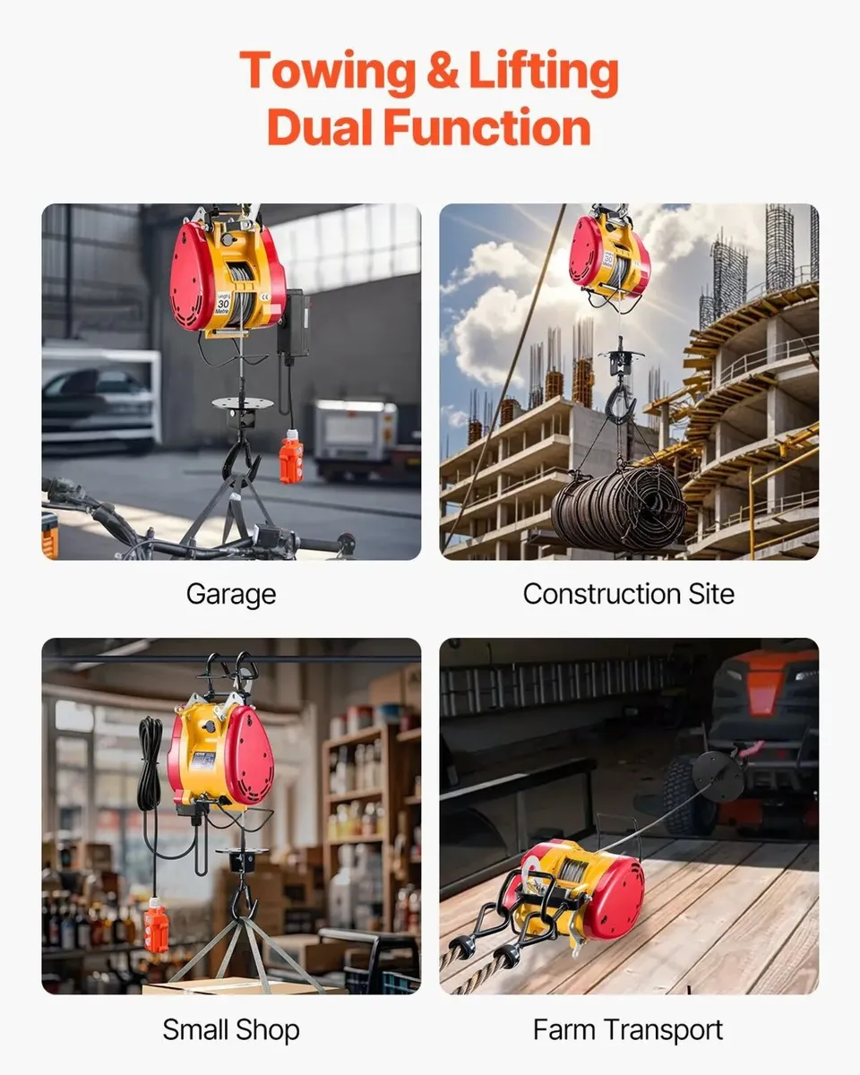 2 in 1 Electric Hoist Winch 1100 lbs Wireless Remo - Image 3