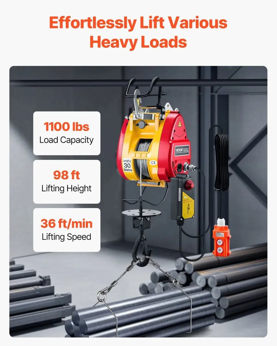2 in 1 Electric Hoist Winch 1100 lbs Wireless Remo - Image 4