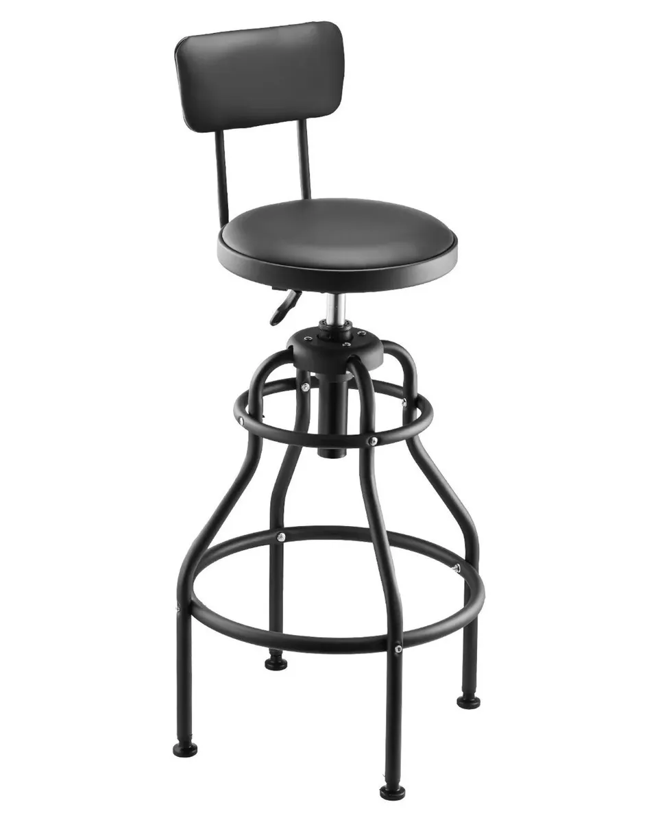 Shop Stool with Backrest 360 Swivel Adjustable Hei - Image 1