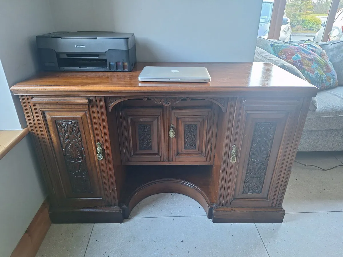 Antique Carved Writing Desk / Sideboard - Image 3