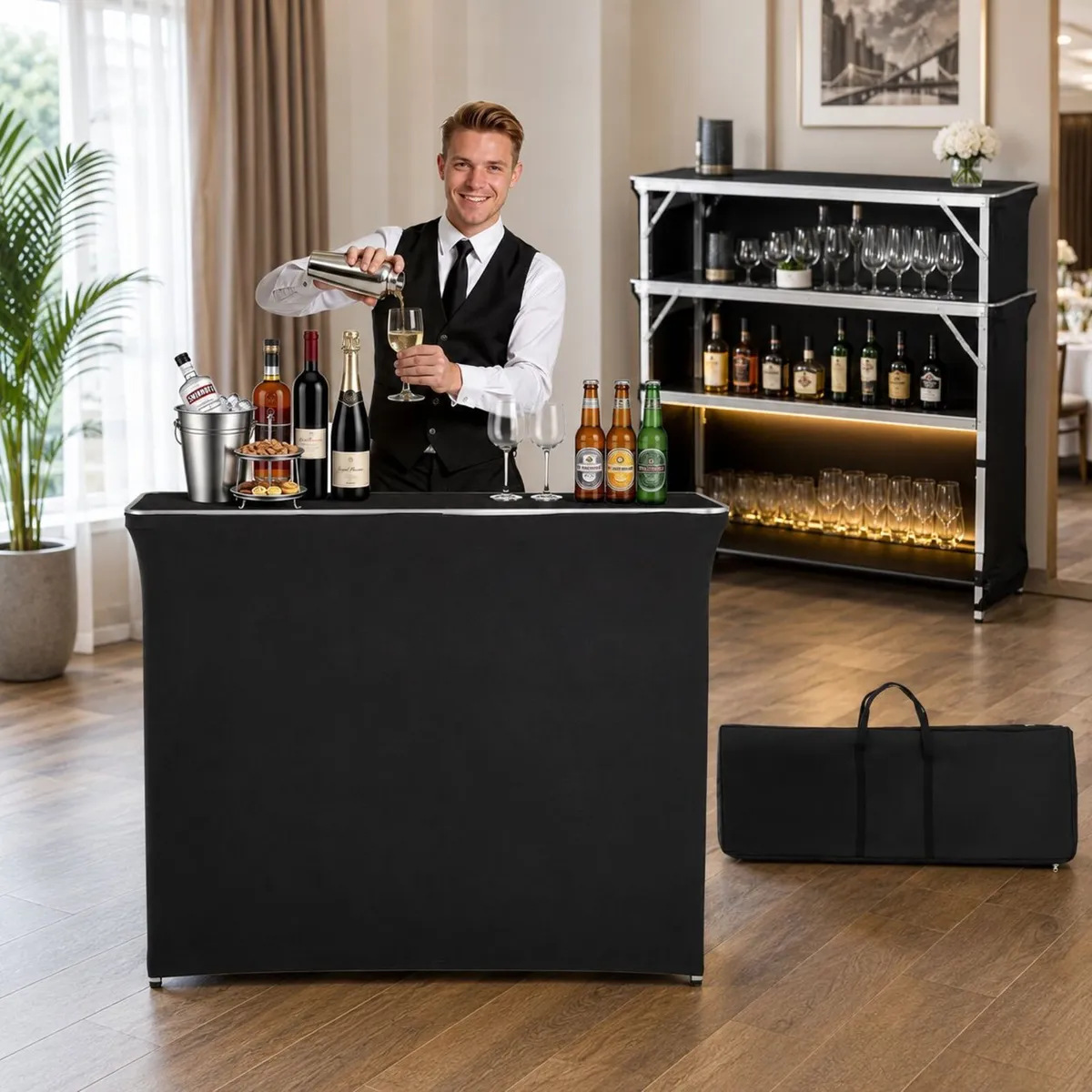 Folding Portable Bar Table, 1105 x 390 x 1010 mm, - Image 1