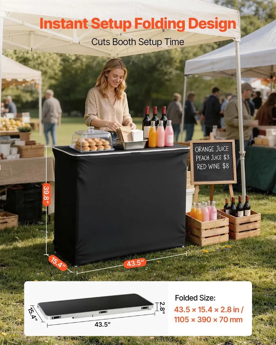 Folding Portable Bar Table, 1105 x 390 x 1010 mm, - Image 2
