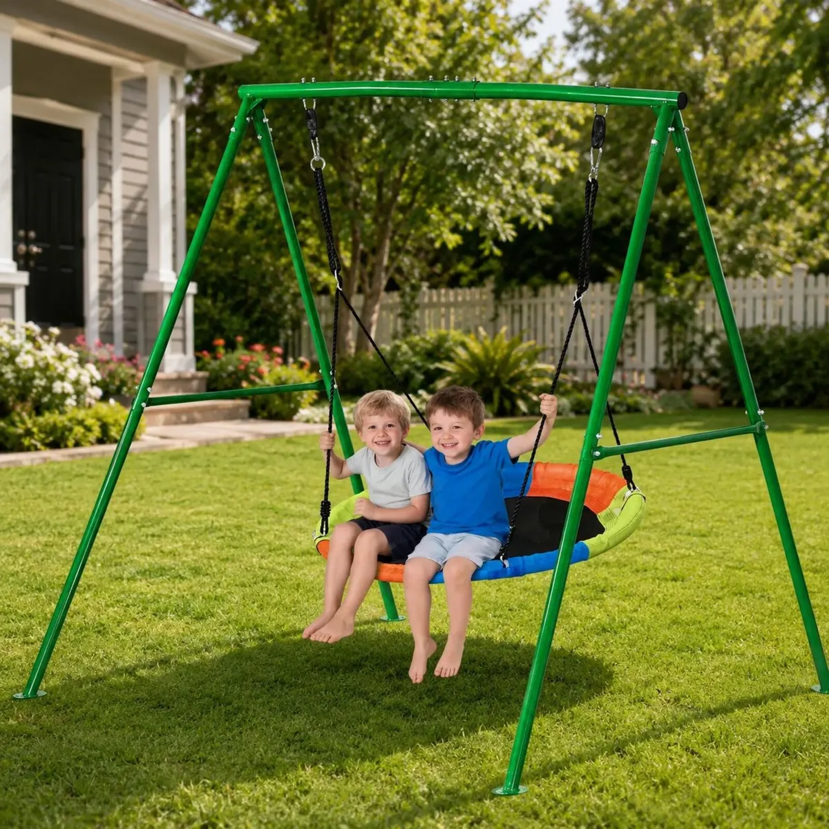 Swing Set for Backyard 100 cm Saucer Swing Seat wi - Image 1