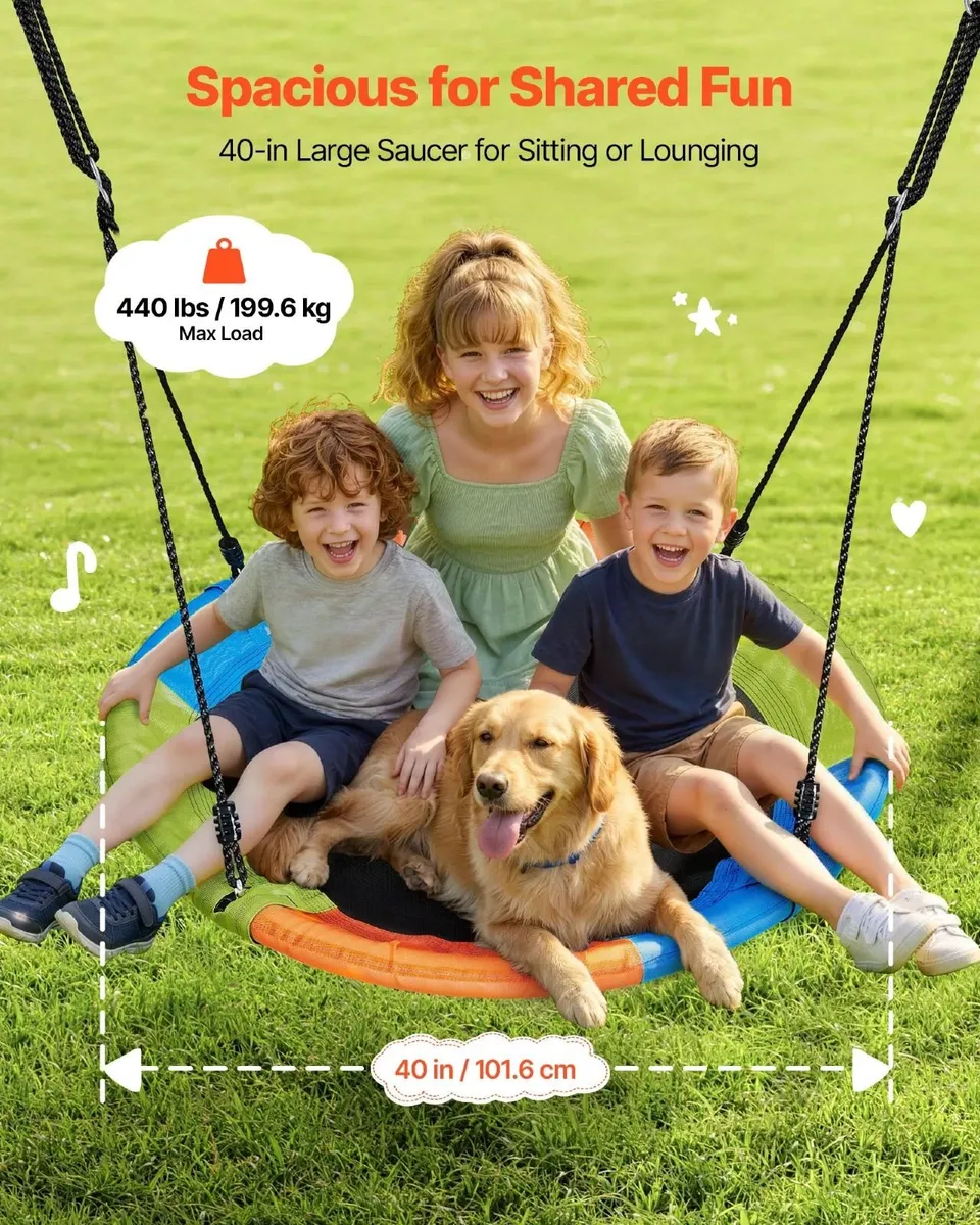 Swing Set for Backyard 100 cm Saucer Swing Seat wi - Image 2
