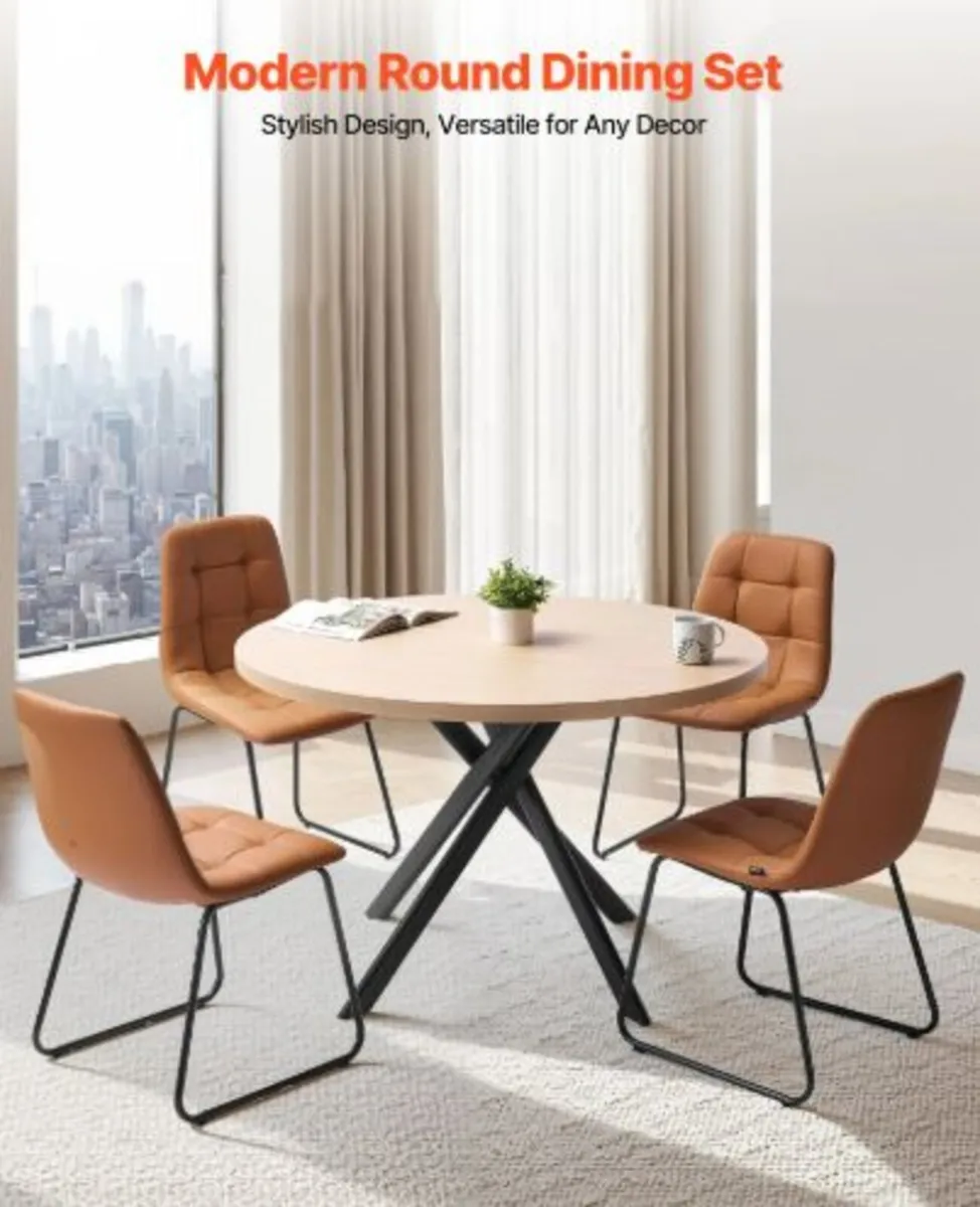 5-Piece Dining Table Set, Space-Saving Round - Image 1